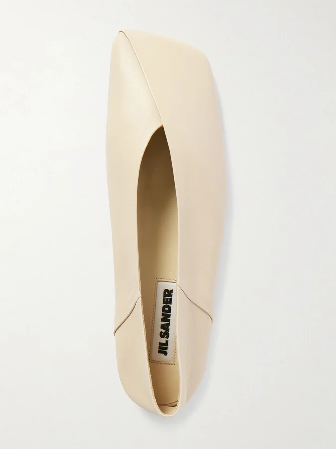 Jil Sander - Asymmetric Leather Ballet Flats - Cream