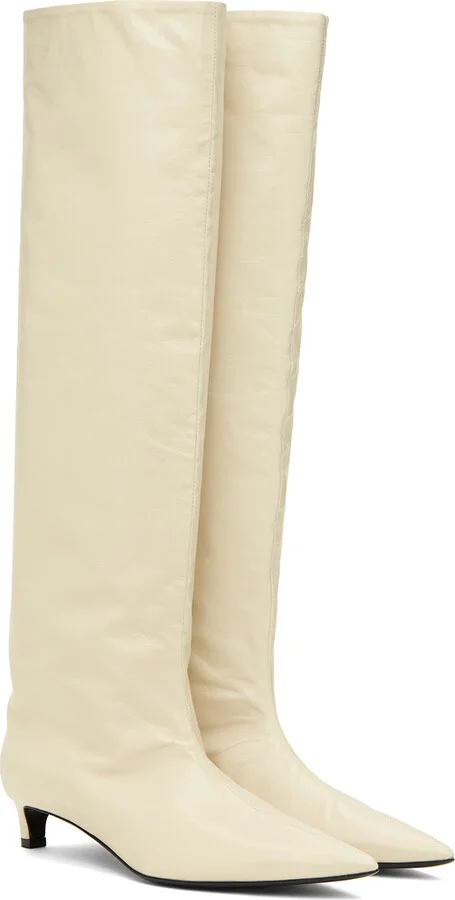 Jil Sander Beige Calfskin Boots - Image 4