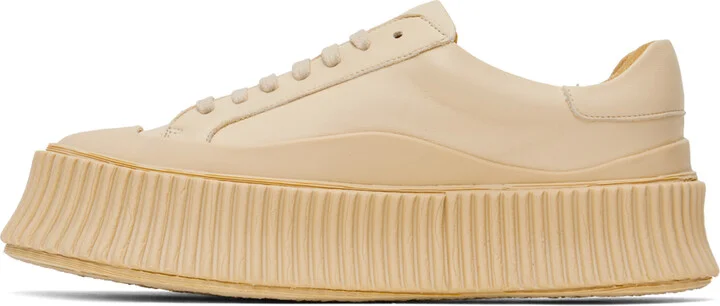 Jil Sander Beige Leather Sneakers - Image 3