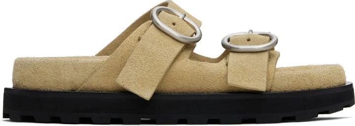 Jil Sander Beige Pin-Buckle Sandals