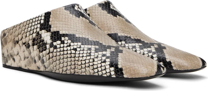 Jil Sander Beige Python Print Mules - Image 4