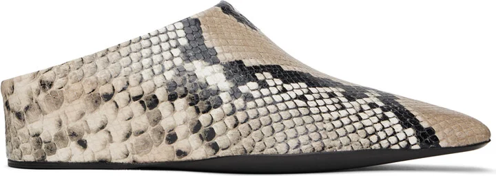 Jil Sander Beige Python Print Mules