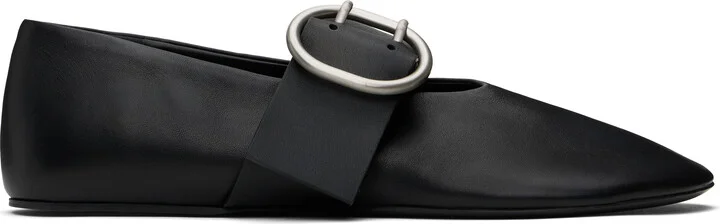 Jil Sander Black Buckle Ballerina Flats