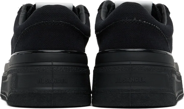 Jil Sander Black Canvas Low Sneakers - Image 2