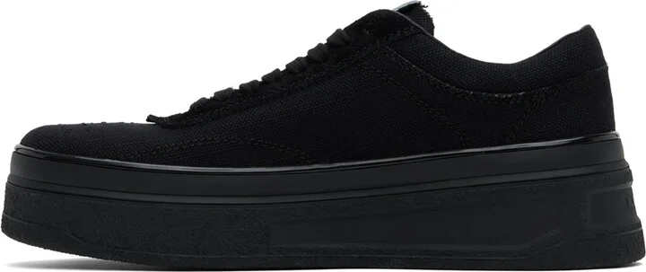 Jil Sander Black Canvas Low Sneakers - Image 3