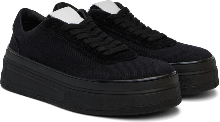 Jil Sander Black Canvas Low Sneakers - Image 4