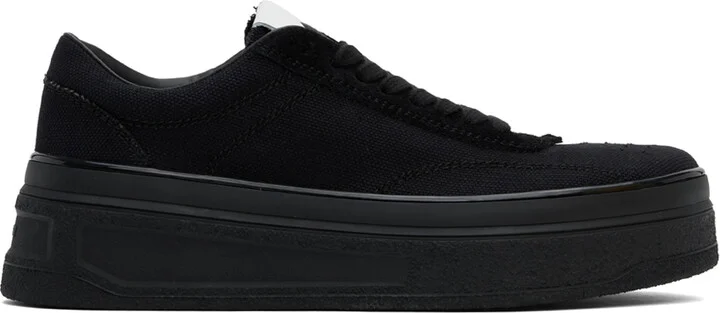 Jil Sander Black Canvas Low Sneakers