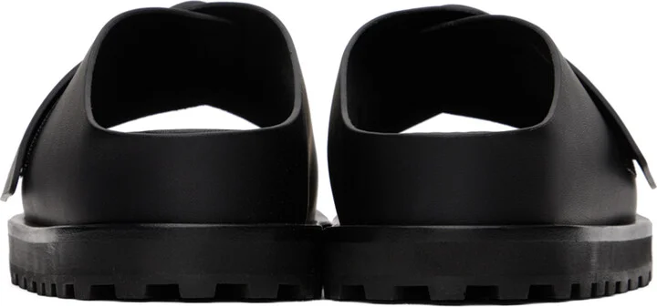 Jil Sander Black Cross-Strap Leather Slides - Image 2