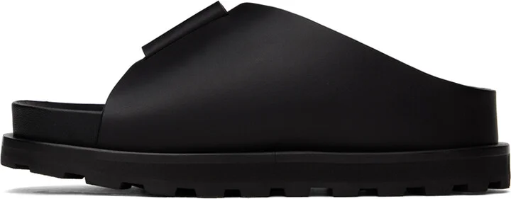 Jil Sander Black Cross-Strap Leather Slides - Image 3