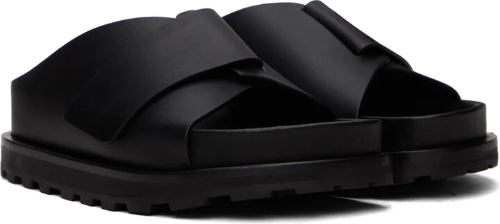 Jil Sander Black Cross-Strap Leather Slides - Image 4