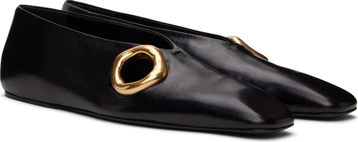 Jil Sander Black Cutout Ballerina Flats - Image 4