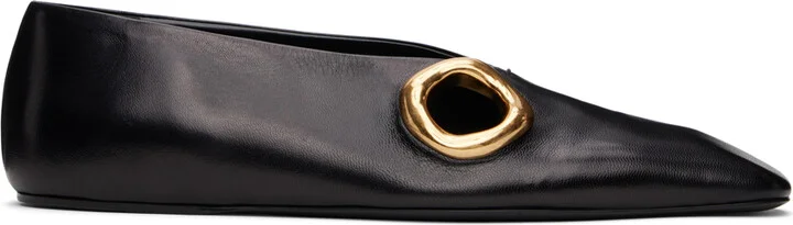 Jil Sander Black Cutout Ballerina Flats