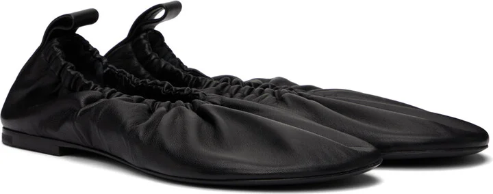 Jil Sander Black Gathered Ballerina Flats - Image 4