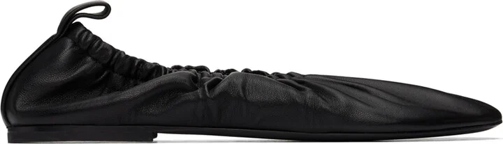 Jil Sander Black Gathered Ballerina Flats