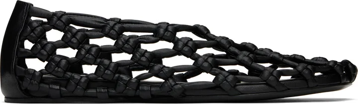 Jil Sander Black Hand-Knotted Ballerina Flats