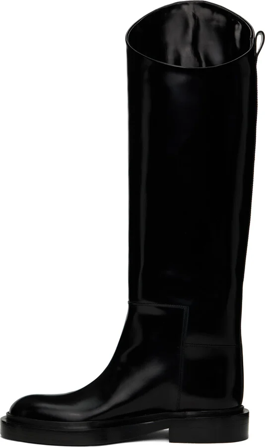 Jil Sander Black Knee Tall Boots - Image 3
