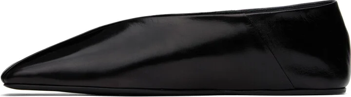 Jil Sander Black Leather Ballerina Flats - Image 3