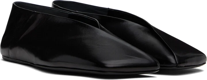 Jil Sander Black Leather Ballerina Flats - Image 4