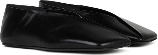 Jil Sander Black Leather Ballet Flats - Image 2