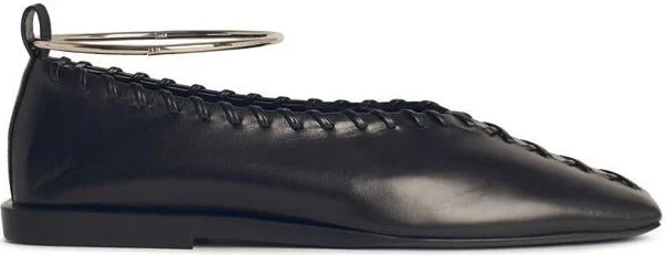 Jil Sander Black Leather Ballet Flats