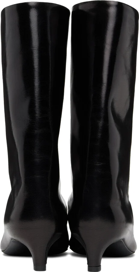 Jil Sander Black Leather Heeled Boots - Image 2