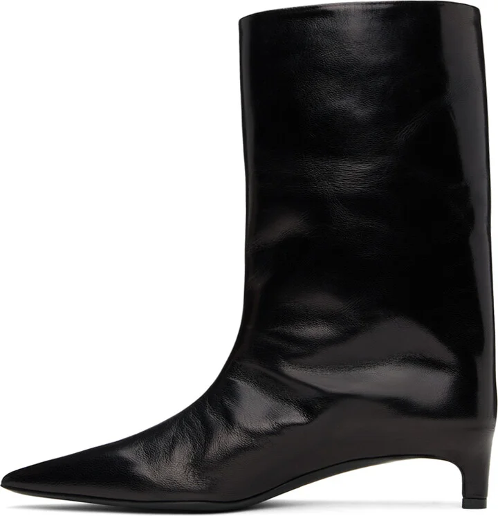 Jil Sander Black Leather Heeled Boots - Image 3