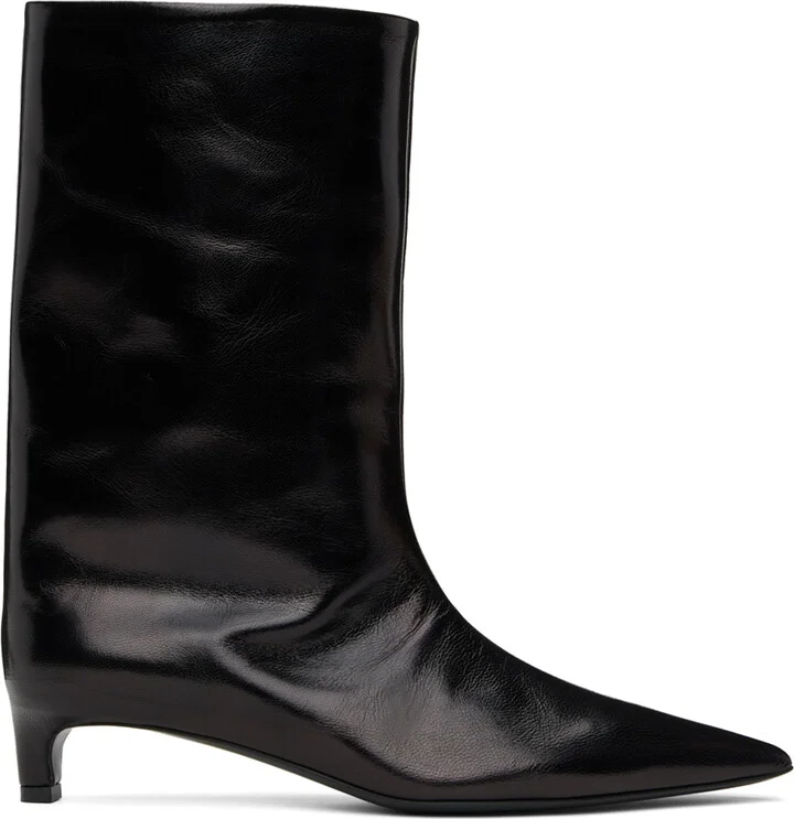 Jil Sander Black Leather Heeled Boots