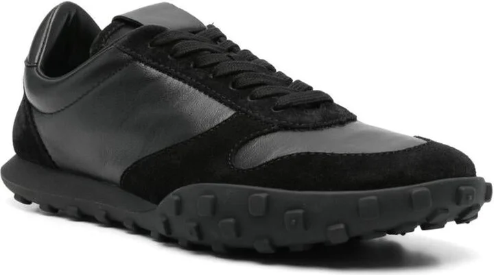 Jil Sander Black Leather Lace-Up Sneakers With Suede Inserts - Image 3