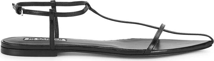 Jil Sander Black Leather Sandals