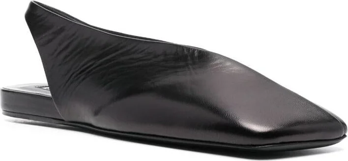 Jil Sander Black Leather Slingback Ballet Flats - Image 3