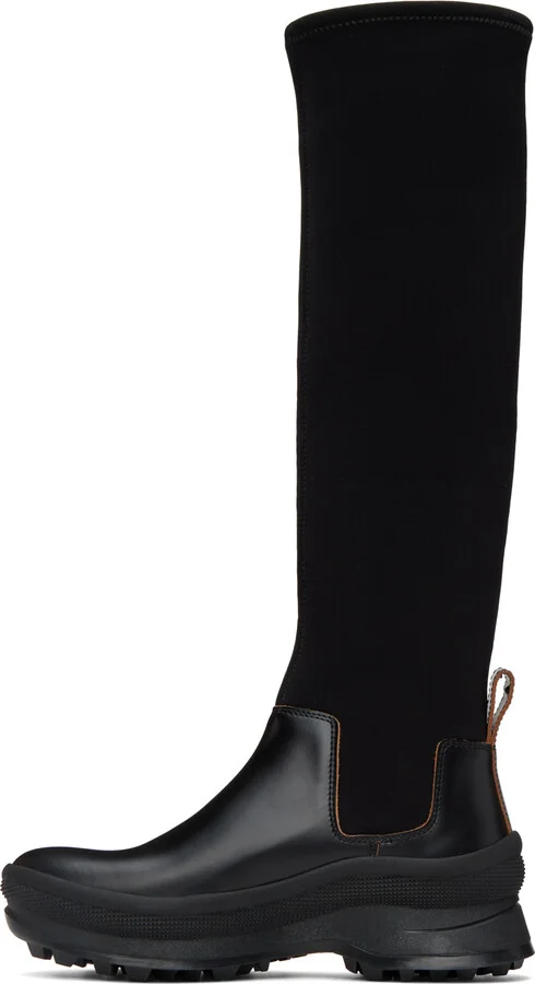 Jil Sander Black Leather Tall Boots - Image 3