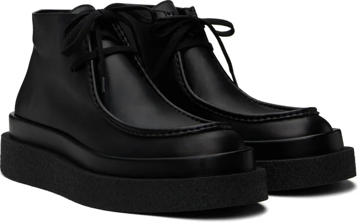 Jil Sander Black Low Lace-Up Boots - Image 4