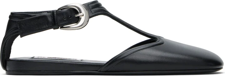 Jil Sander Black Mary Jane Ballerina Flats