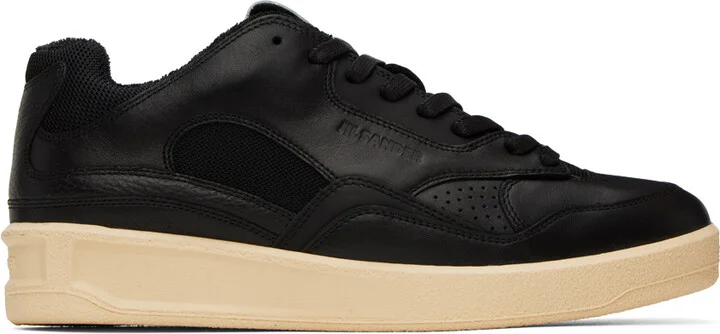 Jil Sander Black Perforated Sneakers