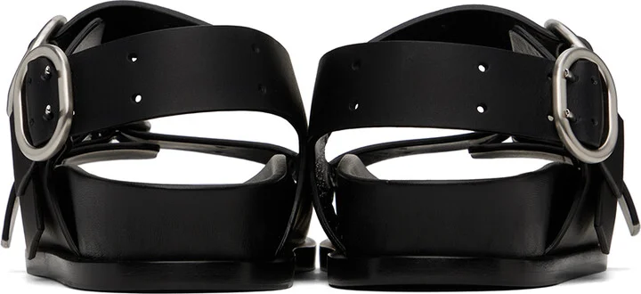Jil Sander Black Pin-Buckle Flat Sandals - Image 2