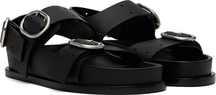 Jil Sander Black Pin-Buckle Flat Sandals - Image 4