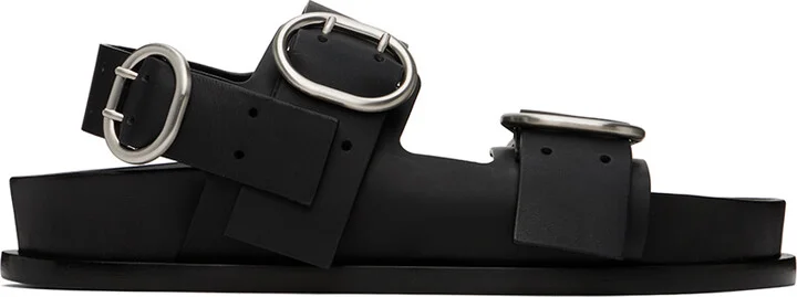Jil Sander Black Pin-Buckle Flat Sandals