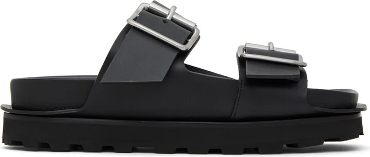 Jil Sander Black Pin-Buckle Slides