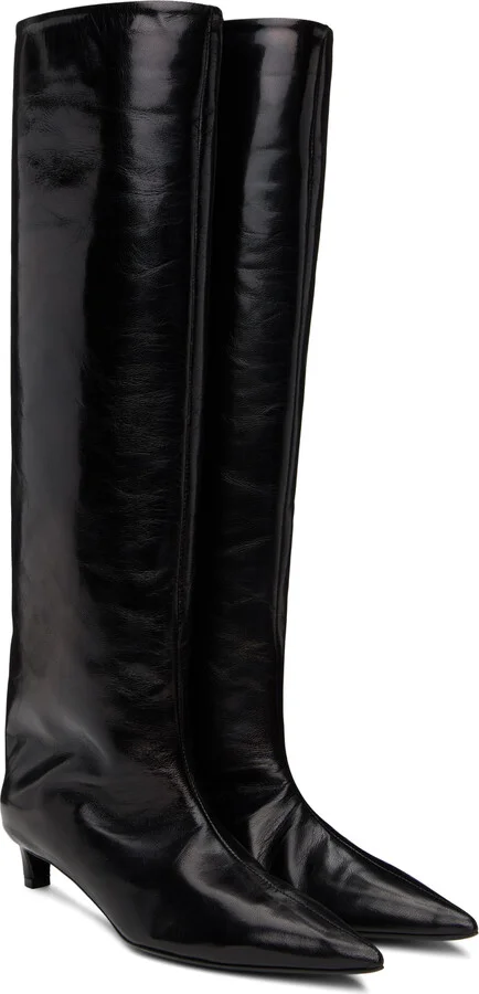 Jil Sander Black Pointed Toe Tall Boots - Image 4