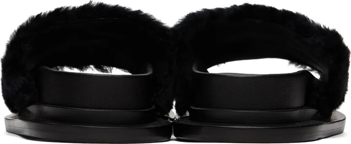 Jil Sander Black Shearling Slides - Image 2