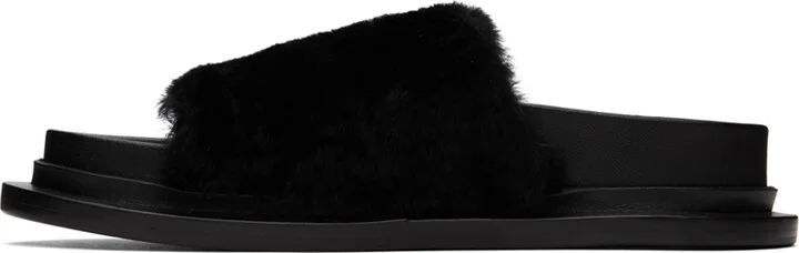 Jil Sander Black Shearling Slides - Image 3