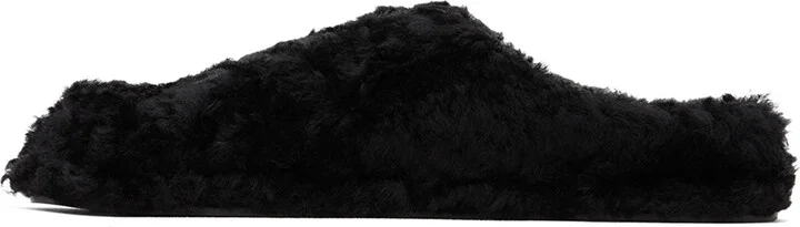 Jil Sander Black Shearling Slippers - Image 3