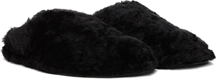 Jil Sander Black Shearling Slippers - Image 4