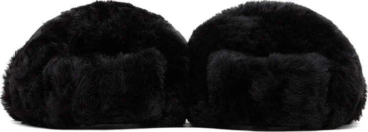 Jil Sander Black Shearling Wrap Sandals - Image 2