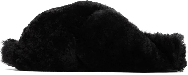 Jil Sander Black Shearling Wrap Sandals - Image 3