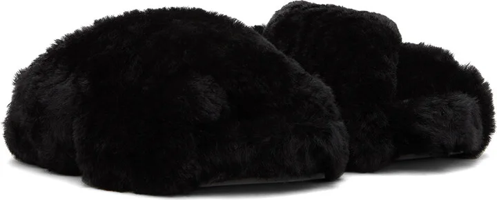 Jil Sander Black Shearling Wrap Sandals - Image 4
