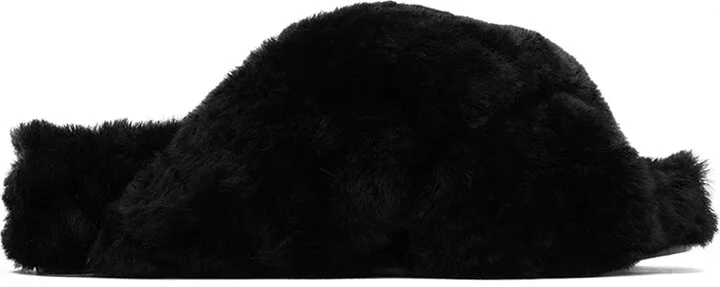 Jil Sander Black Shearling Wrap Sandals