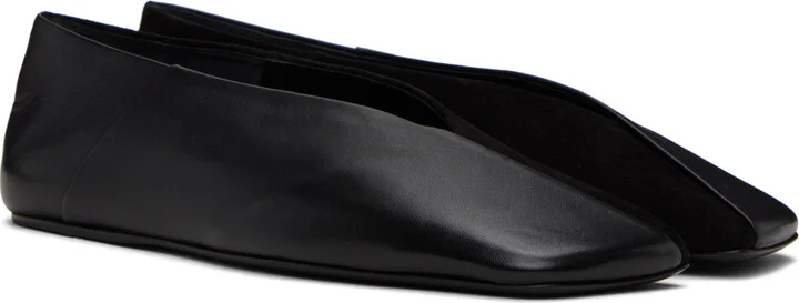 Jil Sander Black Square Toe Ballerina Flats - Image 4