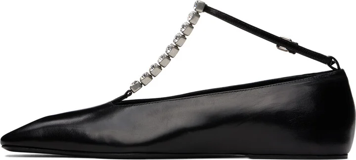 Jil Sander Black Square Toe Ballerina Flats - Image 3