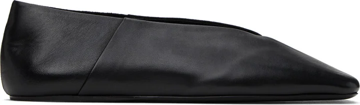 Jil Sander Black Square Toe Ballerina Flats